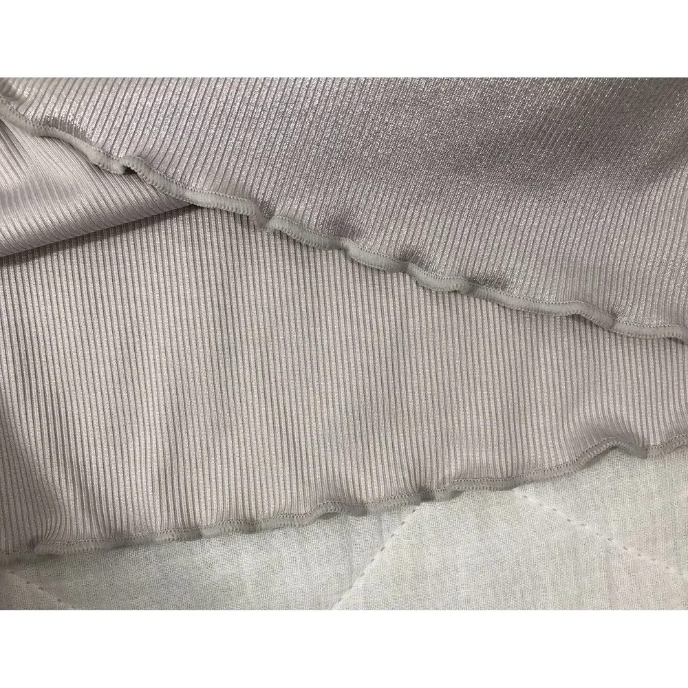 Jessica Simpson Blouse Women's Size 2X Silver Grey Metallic Lace Trim Ribbed Top - Picture 6 of 12
